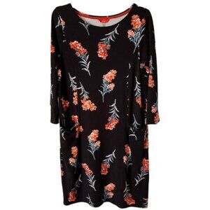 Joules of Great Britain Suki Floral Shift Dress w/Pockets - Black - 8